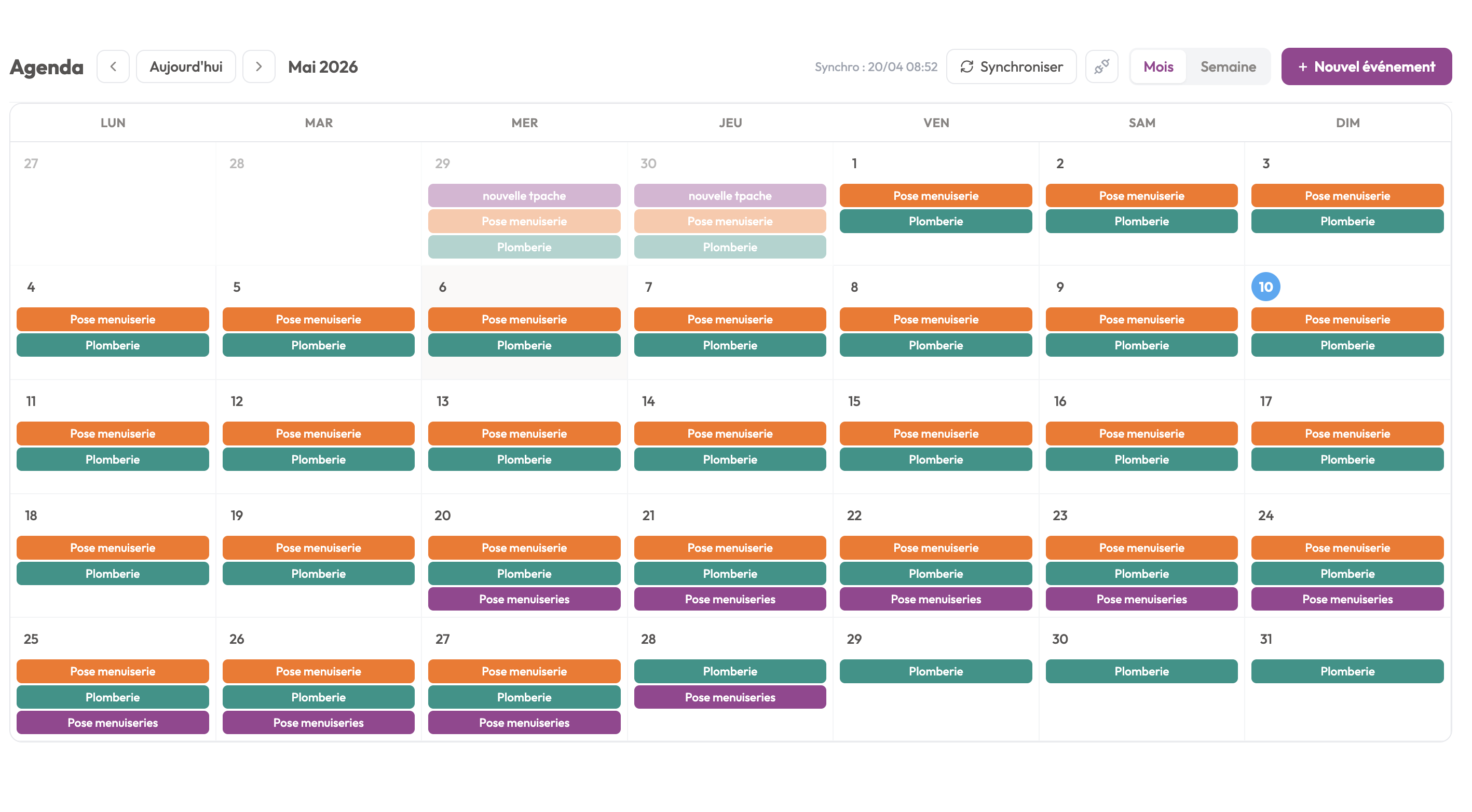 Agenda et plannings Full Task